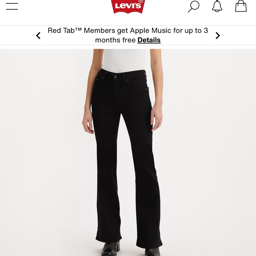 LEVIS 726 High Rise Black Flare Jeans